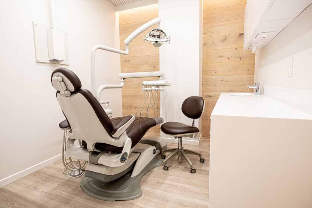 Treatment room with warm wood detailing